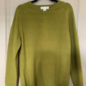 Green V-Neck Merino Wool Sweater